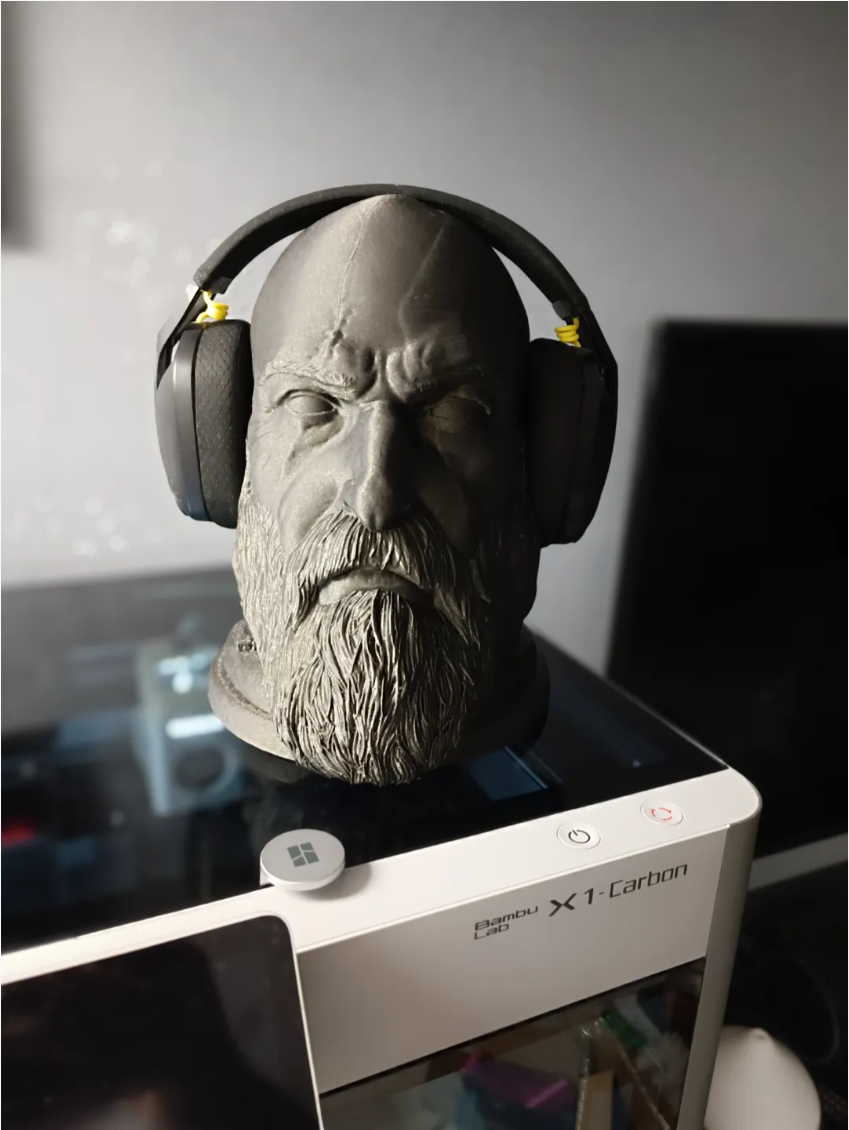 God of War Kratos head, headphone stand